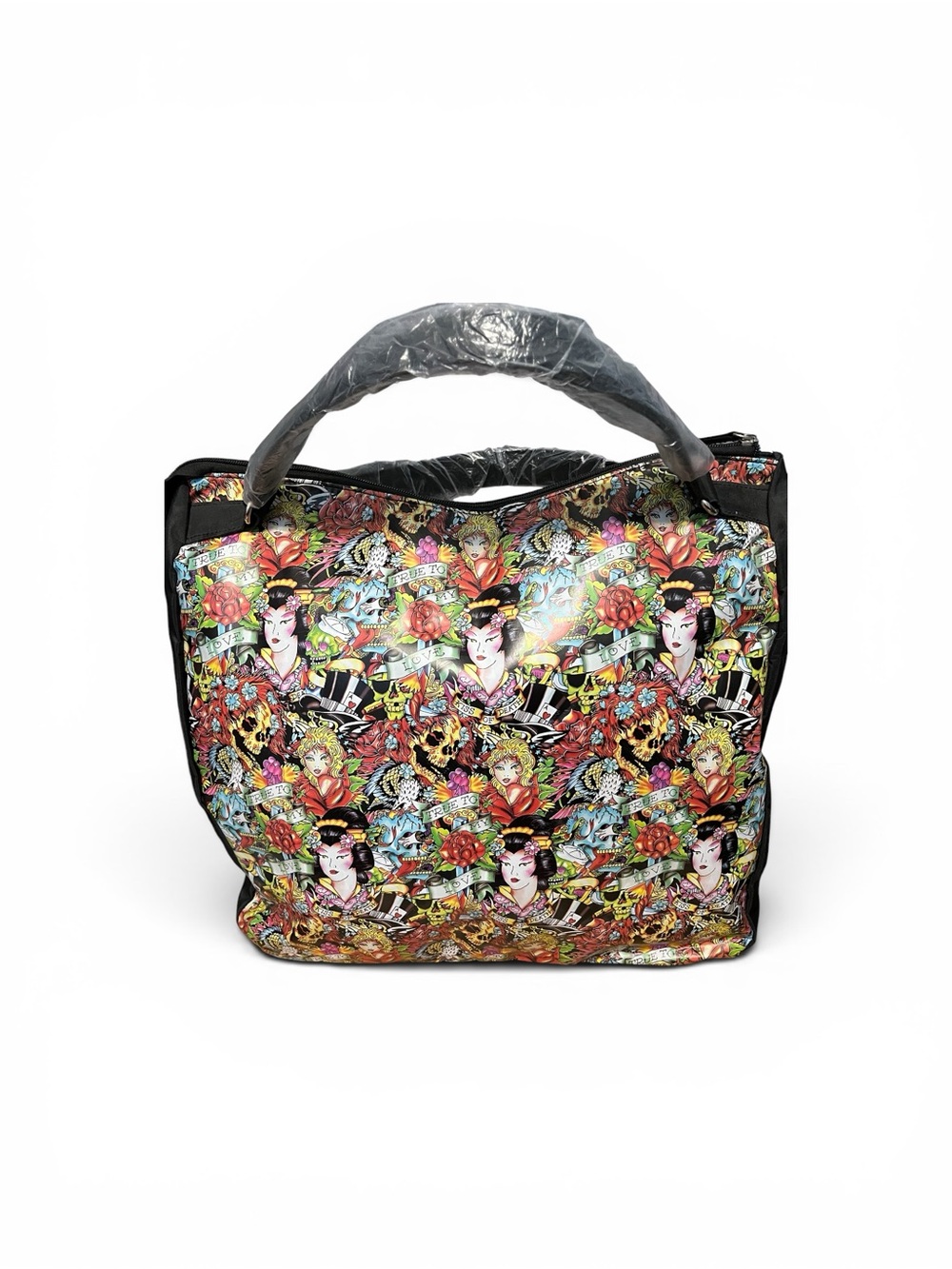 Ed Hardy Multicolor Floral Geisha Print Tote - Picture 3 of 3